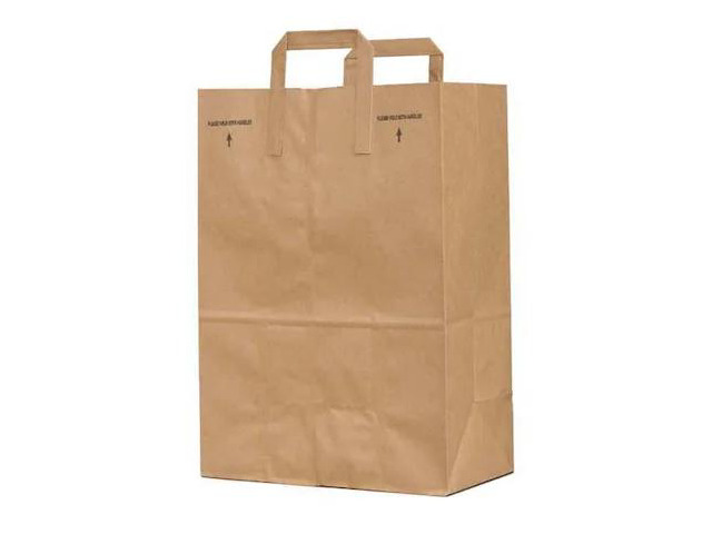 ZORO SELECT 88191 Folded Paper Handle Bag Flat Bottom 1/7 BBL, Pk300