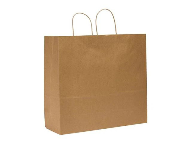 ZORO SELECT 87130 Shopping Bag Flat Bottom,Downtowner Brown, Paper Twist