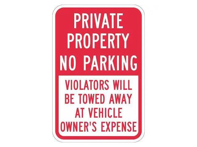 LYLE T1-1091-DG_12x18 Private Property No Parking Sign,18'x12, T1-1091-DG_12x18