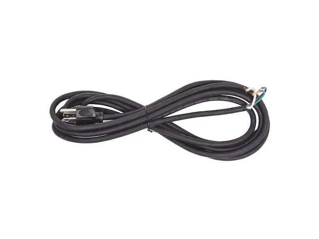 ZORO SELECT E3604 Power Cord, 5-15P, SJO, 12 ft., Blk, 10A, 18/3