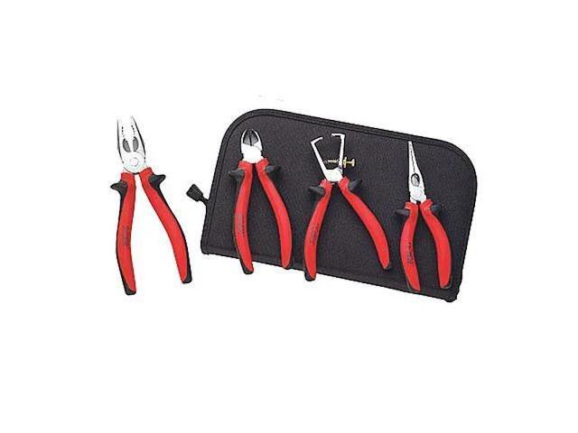 WIHA 32601 4 Piece Bi-Material Grip Plier Set Soft Vinyl Handle