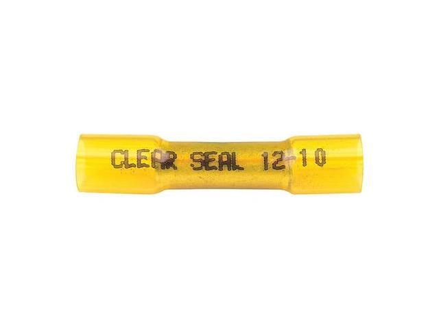 VELVAC 37430 Butt Splice Wire Connector, 10 AWG Max, Yellow, Nylon Insulation,
