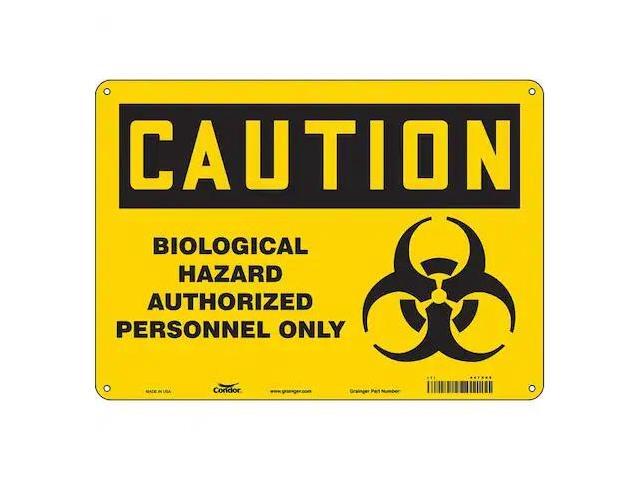 CONDOR 447X09 Biohazard Sign, 10 in H, 14 in W, Polyethylene, Horizontal