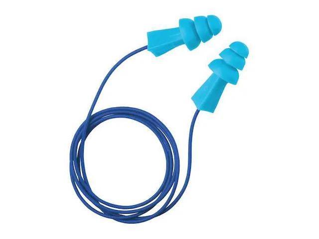 TASCO 100-09022 Tri-Grip Reusable Vinyl Ear Plugs, Flanged Shape, 27 dB, Blue,