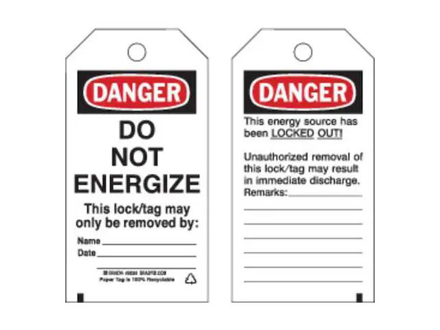 BRADY 50261 Lockout Tag,3 x 5-3/4In,Cardstock,PK25