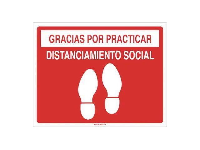 BRADY 170329 Covid 19 Sign 14X18, Spanish Social Dist, 14 in H, 18 in W, Vinyl,