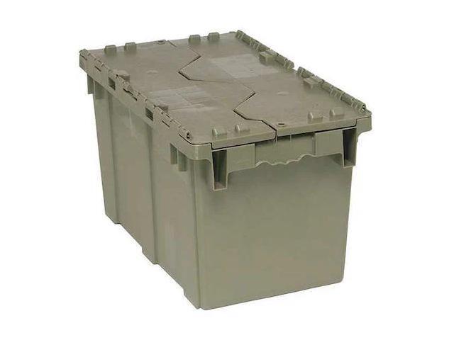 QUANTUM STORAGE SYSTEMS QDC2213-12 Gray Attached Lid Container, Plastic