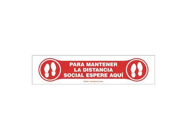 BRADY 170588 Spanish Social Distancing Floor Sign, 4 in H, 17 in W, Vinyl,