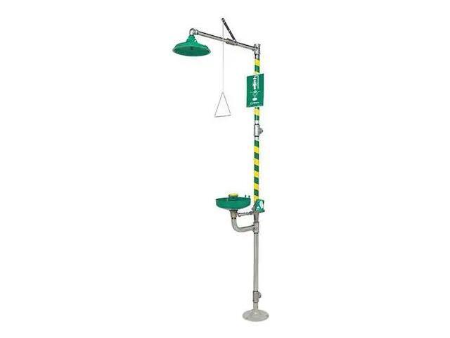 HAWS 8320-8325 Shower with Eyewash, Floor Mount, Galvanized Steel Pipe, 93 1/4
