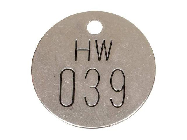 ZORO SELECT 2YB63 Numbered Tag, Silver, 25 PK