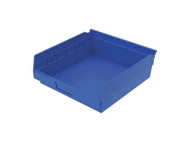 AKRO-MILS 30170BLUE Shelf Storage Bin, Plastic, Blue, 4 in H, 11 1/8 in W, 11