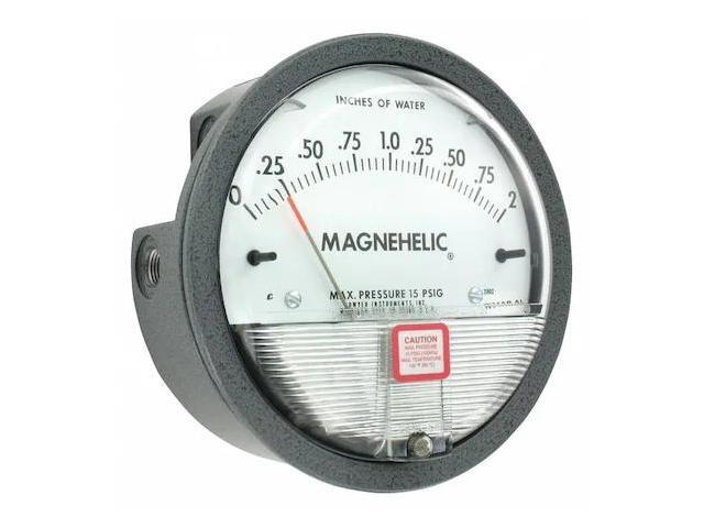 DWYER INSTRUMENTS 2002 Differential pressure gage, range 0-2.0' w. c., minor