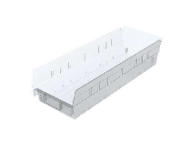 AKRO-MILS 30138SCLAR Shelf Storage Bin, Plastic, Clear, 4 in H, 6 5/8 in W, 17