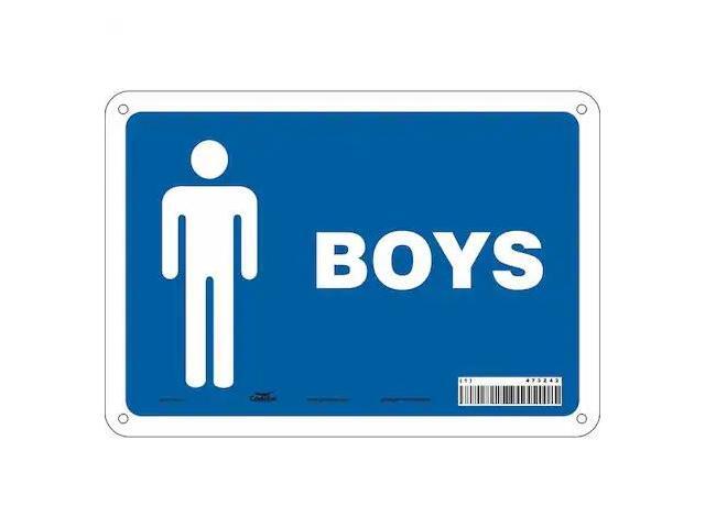 CONDOR 473Z42 Restroom Sign, BOYS, 10 in W x 7 in H, Vertical Rectangle,