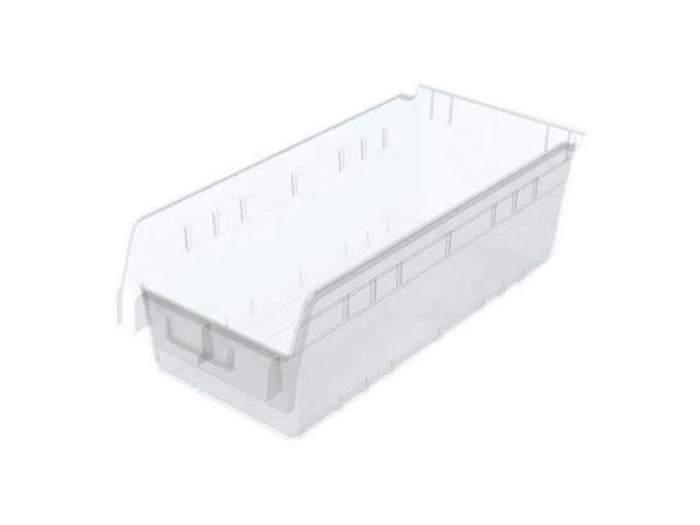 AKRO-MILS 30088SCLAR Shelf Storage Bin, Plastic, Clear, 6 in H, 8 3/8 in W, 17