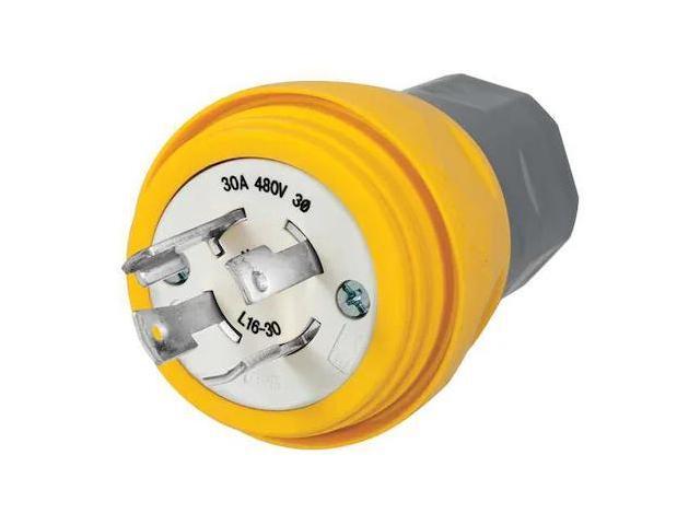 HUBBELL WIRING DEVICE-KELLEMS HBL28W76 Watertight Locking Plug, L16-30P, 30 A,