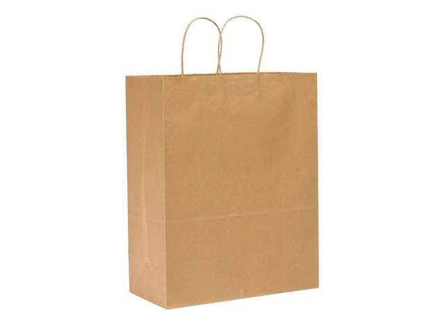 ZORO SELECT 87128 Sup R Mart Brown Shopping Bag Flat Bottom, Twist Handles,