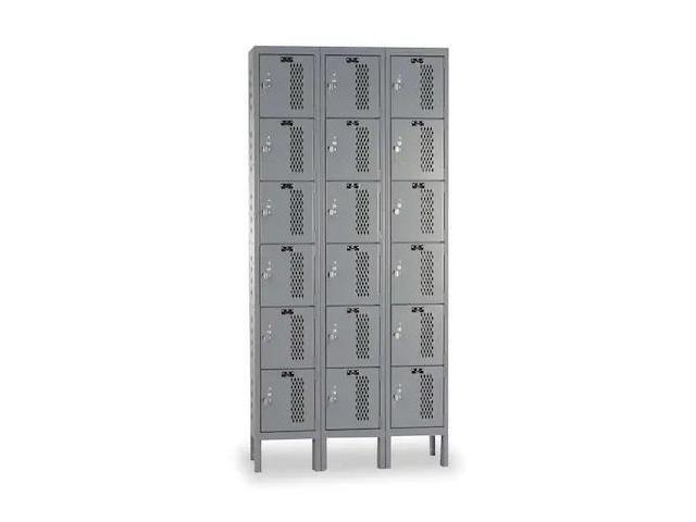 HALLOWELL U3288-6HV-A-HG Box Locker, 36 in W, 18 in D, 78 in H, (3) Wide, (6)