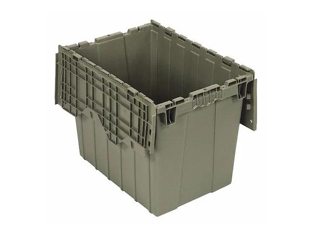 QUANTUM STORAGE SYSTEMS QDC2115-17 Attached Lid Container, 2.31 cu. ft., Gray