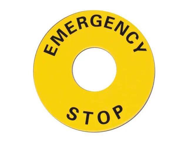 OMRON A22Z-3466-1 Legend Plate,Emergency Stop,Black/Yellow