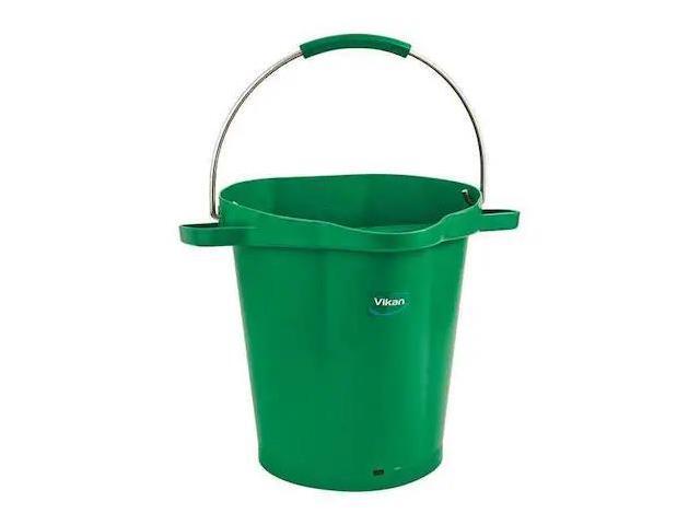 VIKAN 56922 5 1/4 gal Round Bucket, 15 in H, 14 1/8 in Dia, Green,