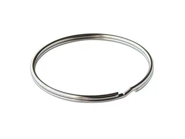 LUCKY LINE 7700010 Split Key Ring, Gray, Steel, Nickel Plated 10 PK