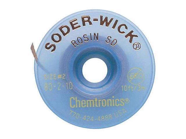 CHEMTRONICS 80-2-10 Desoldering Wick,10 ft.,2,Copper,Rosin