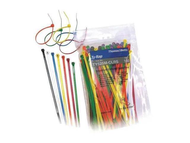 TY-RAP TY525M-CLRS Cable Tie Kit, 7-1/2 in L, 1.89 in Max Bundle Dia., Assorted