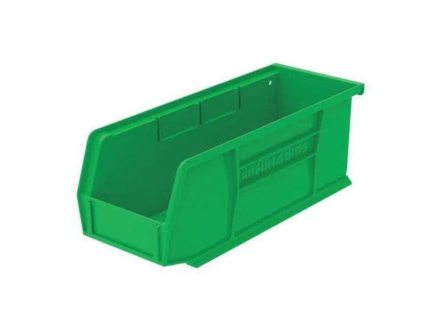 AKRO-MILS 30224GREEN Green Hang and Stack Bin, 10-7/8'L x 4-1/8'W x 4'H, Inside