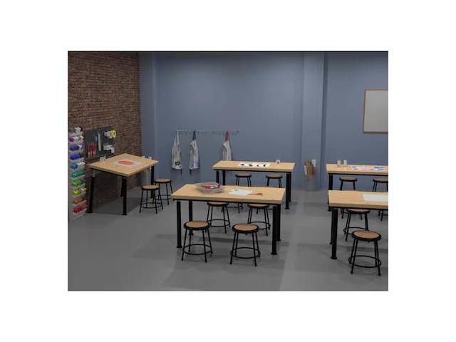 NATIONAL PUBLIC SEATING 6218-10 Round Stool, Height Range 18', Masonite Board