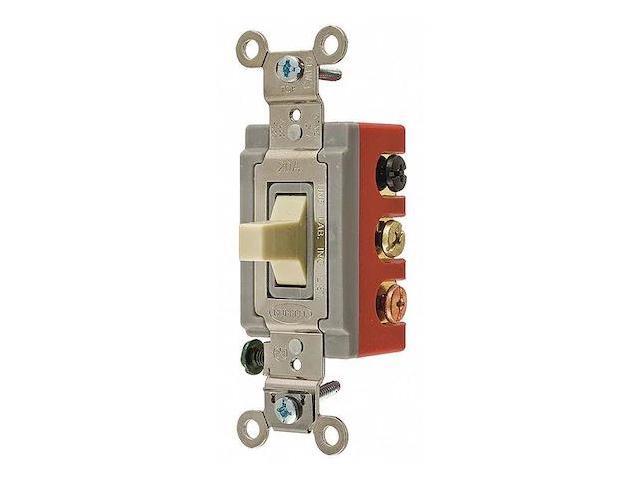 HUBBELL WIRING DEVICE-KELLEMS HBL1386I Wall Switch, 2-Pole, Toggle, 20A, Ivory