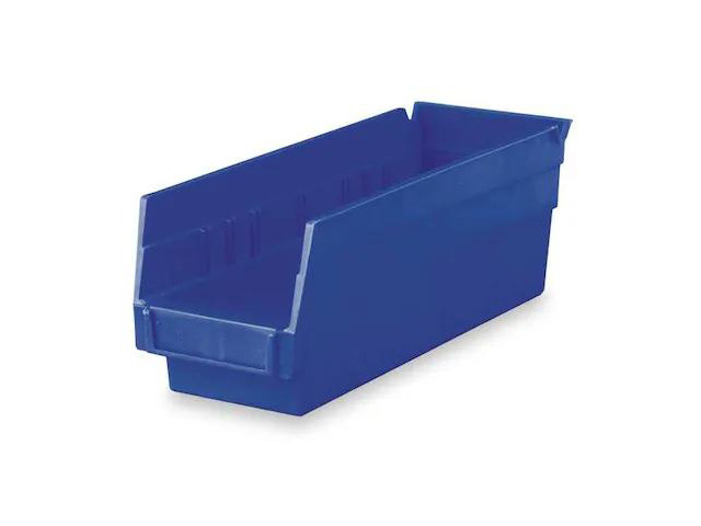 AKRO-MILS 30120BLUE Shelf Storage Bin, Plastic, 4 1/8 in W x 4 in H x 11 5/8 in