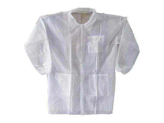 CONDOR 32KF86 Condor Disposable Lab Coat, Polypropylene, Snaps Closure, White,