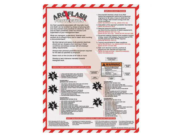 ACCUFORM SP124493L Poster, Arc Flash Protection, 22 in H x, 17 in W, Plastic