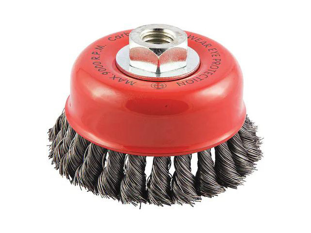 ZORO SELECT 66254443302 Cup Brush, Wire 0.014' dia., Carbon Steel, Brush Dia.: