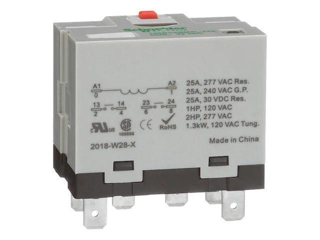 SCHNEIDER ELECTRIC 725BXXBM4L-24A Plug-In, Enclosed Power Relay, Square, 25 A,