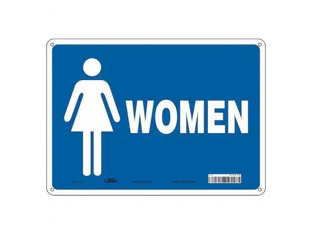 CONDOR 473Y10 Restroom Sign, WOMEN, 14 in W x 10 in H, Horizontal Rectangle,