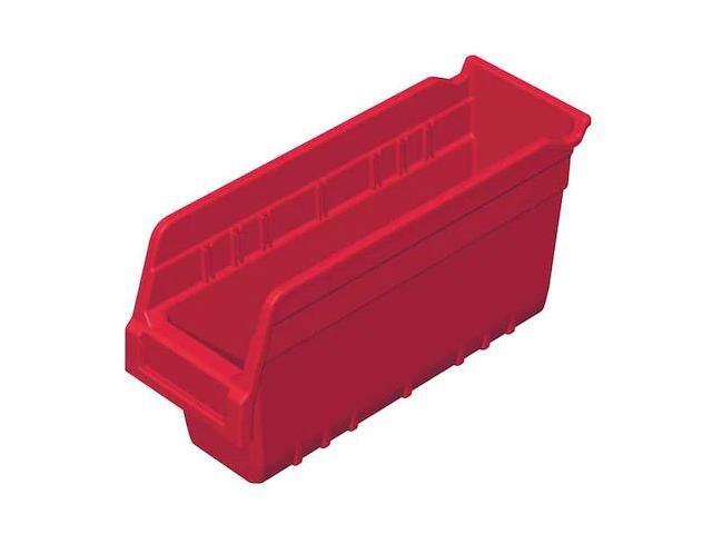 AKRO-MILS 30040RED Shelf Storage Bin, Plastic, Red, 6 in H, 4 1/8 in W, 11 5/8