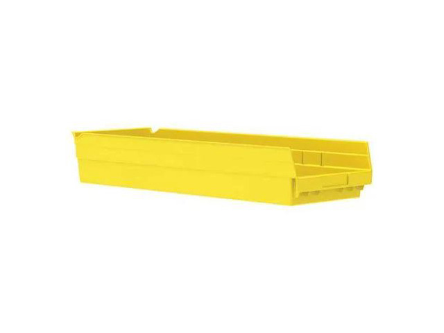 AKRO-MILS 30184YELLO Shelf Storage Bin, Plastic, Yellow, 4 in H, 8 3/8 in W, 23