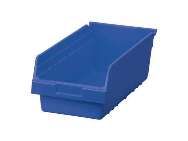 AKRO-MILS 30088BLUE Shelf Storage Bin, Plastic, Blue, 6 in H, 8 3/8 in W, 17