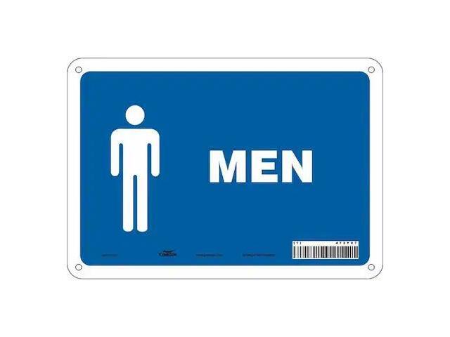 CONDOR 473Y97 Restroom Sign, MEN, 10 in W x 7 in H, Vertical Rectangle,