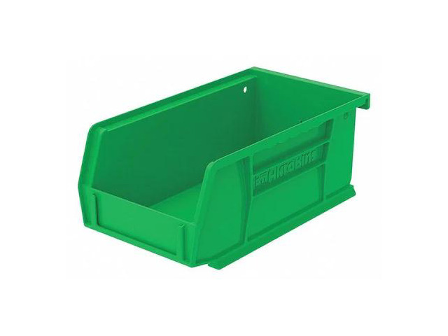 AKRO-MILS 30220GREEN Green Hang and Stack Bin, 7-3/8'L x 4-1/8'W x 3'H