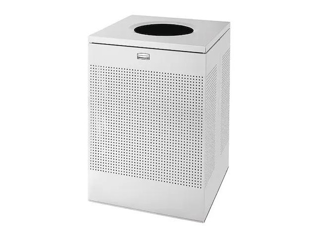 RUBBERMAID COMMERCIAL FGSC22EPLSM 40 gal Square Trash Can, Silver Metallic, 21