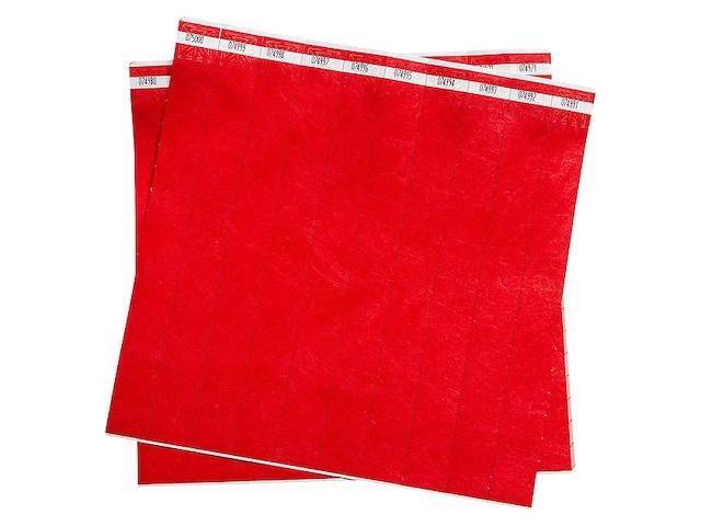 BRADY 95097 ID Wristband, Polyethylene, 1 in W, Red, 500 PK