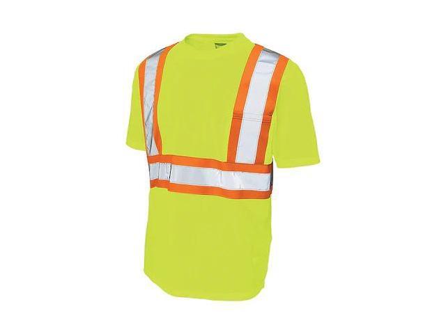 TOUGH DUCK S39211 High Visibility Short Sleeve Shirt, 2, R, Polyester,