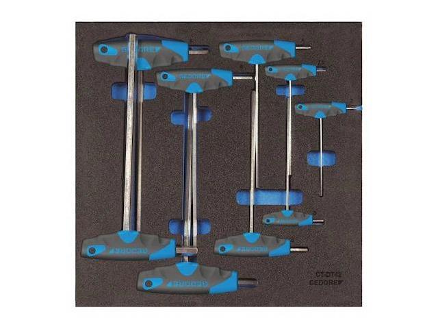 GEDORE 1500 CT2-DT 2142 9 Piece Metric T-Shape Hex Key Set, 1500 CT2-DT 2142
