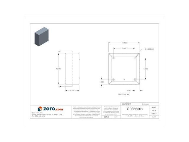 WIEGMANN SC101004GNK Captive Screws Electrical Enclosures, 10 in H, 4 in D, 10