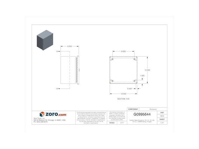 Wiegmann Enclosure Gray ANSI 61 Polyester Powder N1C121208