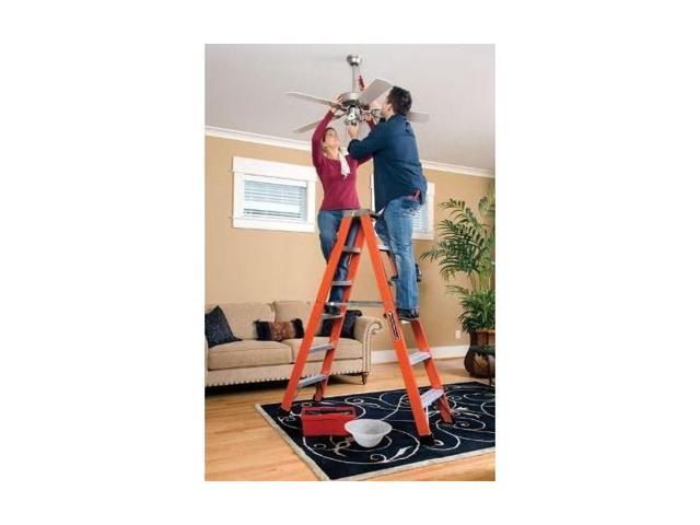 LOUISVILLE FM1406HD 6 ft Fiberglass Twin Stepladder, 375 lb Capacity