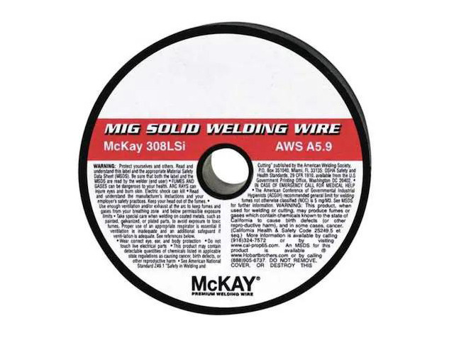 HOBART FILLER METALS 33M414 MIG Welding Wire 0.0902' Dia., AWS ER308LSi, 2 lb.